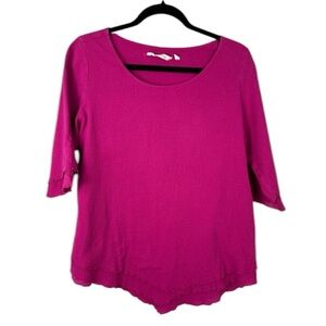 Soft Surroundings Pink Lettuce Hem Top Blouse Small